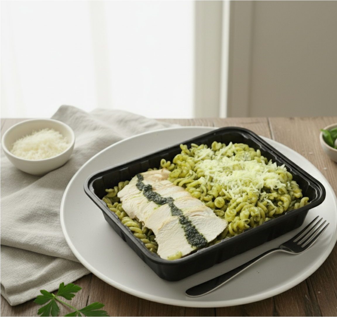 Pechuga de Pollo con Fusili Pesto