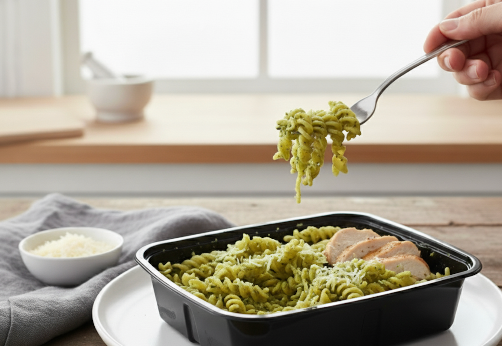 Pechuga de Pollo con Fusili Pesto