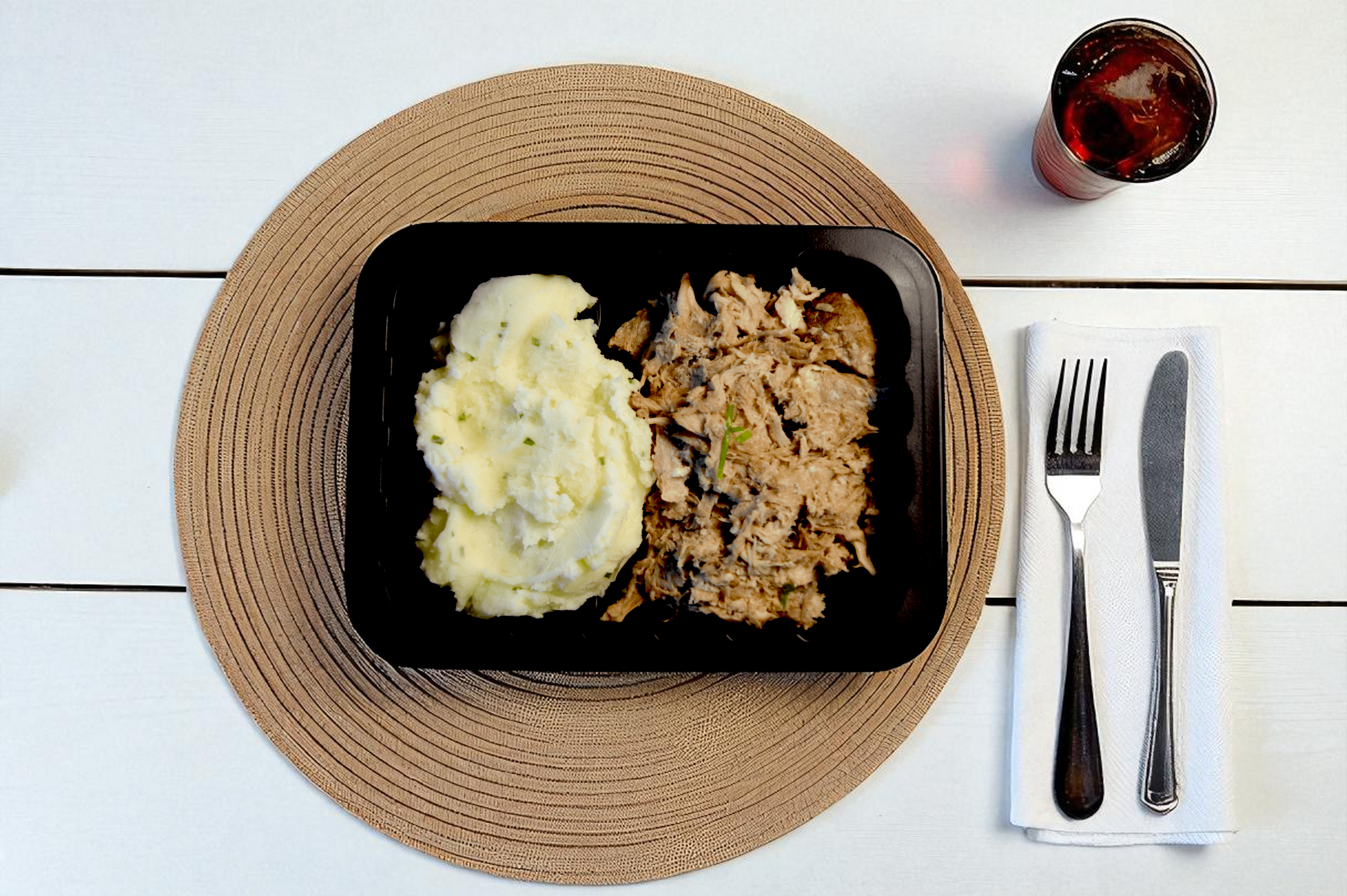 Cerdo desmechado con Pure al ciboulette